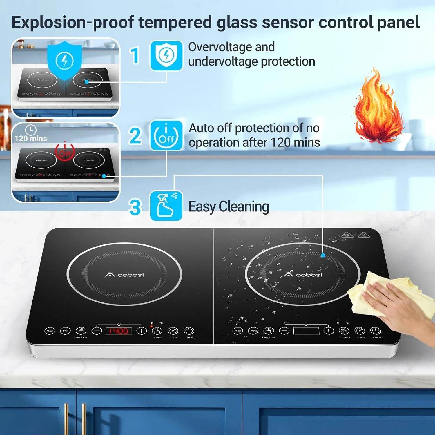 Aobosi Double Induction Cookto - مراجعة Induction Cooktop Portable وسعره