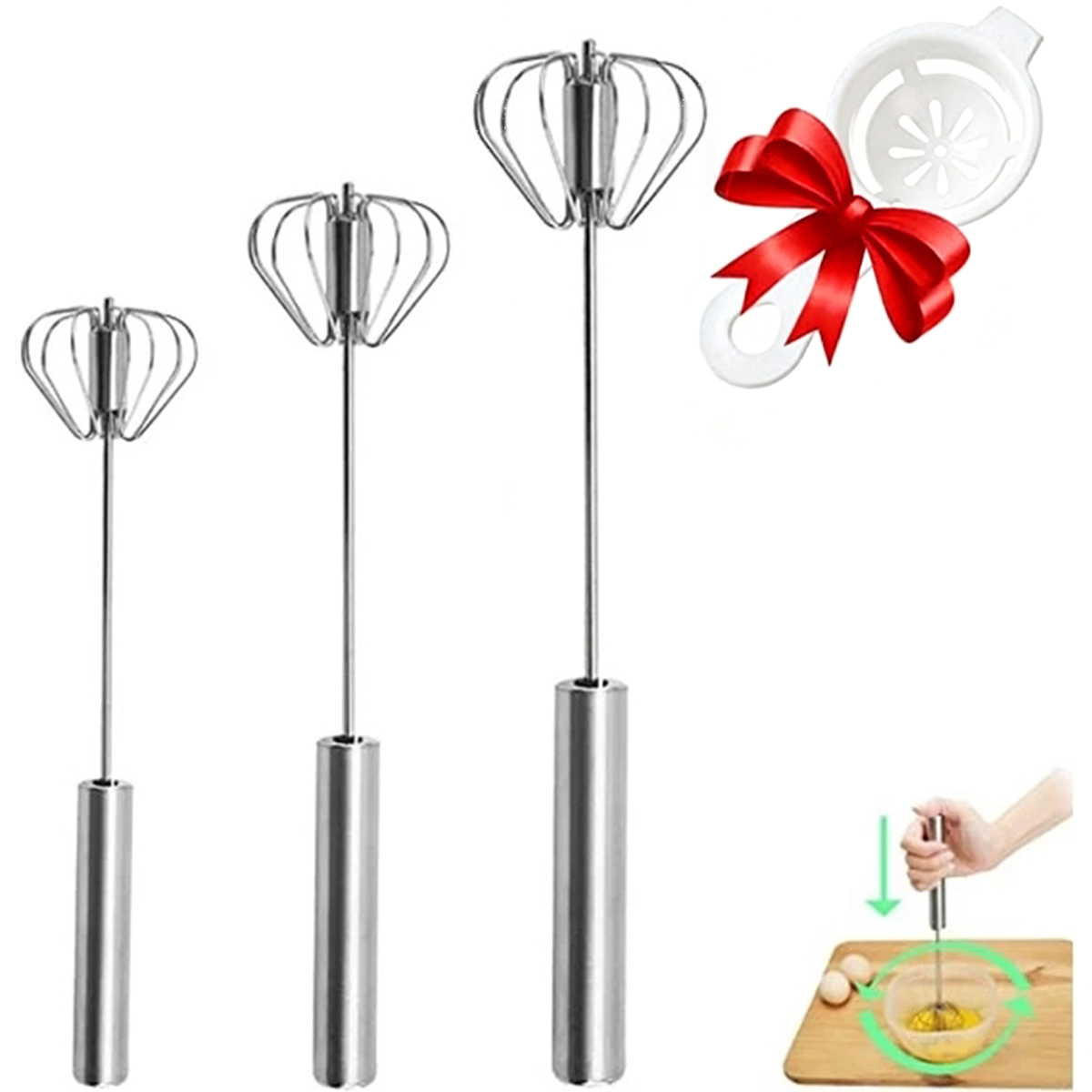 1/3pcs Stainless Steel Egg Bea - مراجعة Kitchen Appliances Unit وسعره